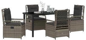 vidaXL Σέτ φαγητού για κήπο 5 pcs Γκρι συνθετικό ρατάν