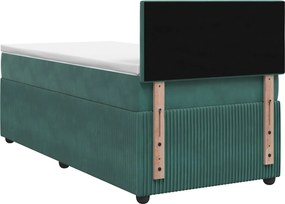 vidaXL Κρεβάτι box spring με στρώμα Σκούρο Πράσινο 80 x 200 cm Βελούδο