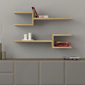 Ραφιέρα τοίχου Fork Megapap 2 τεμαχίων χρώμα sapphire oak 75x19,5x18εκ.