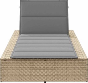 vidaXL Ξαπλώστρα με αιωρούμενο μαξιλάρι Μπεζ Poly Rattan
