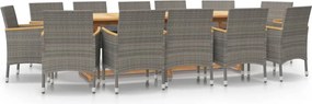 vidaXL Σετ Τραπεζαρίας Κήπου 13 τεμ. Γκρι με Μαξιλάρια
