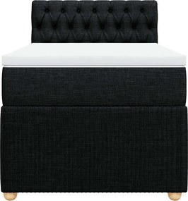 vidaXL Κρεβάτι Boxspring με Στρώμα Μαύρο 90x200 εκ. Υφασμάτινο