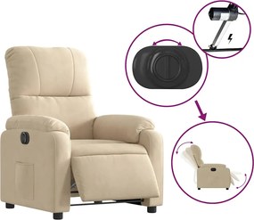 vidaXL Πολυθρόνα Ηλεκ. Ανακλινόμενη Ανύψωση Κρεμ Ύφασμα Μικροϊνών