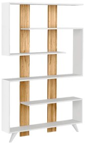 Βιβλιοθήκη Rain Megapap χρώμα λευκό - καρυδί 120x19,5x162εκ.