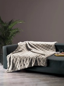 Ριχτάρι Faux Fur-Polyester Διθέσιος 180x250εκ. &amp; Μαξιλαροθήκη Pavia1 Beige Makis Tselios