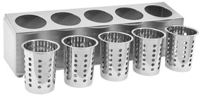 vidaXL Βάση για Μαχαιροπίρουνα 5 Θέσεων Ορθογώνια από Ανοξ. Ατσάλι