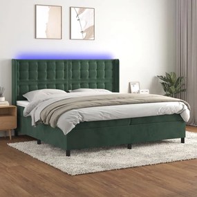 ΚΡΕΒΑΤΙ BOXSPRING ΜΕ ΣΤΡΩΜΑ &amp; LED ΣΚ. ΠΡΑΣΙΝΟ 200X200ΕΚ ΒΕΛΟΥΔΟ 3139826