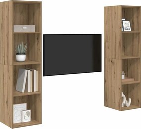 vidaXL Σετ επίπλου τηλεόρασης 2 τμχ. Καφέ Επεξεργασμένο Ξύλο