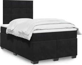 vidaXL Κρεβάτι Boxspring με Στρώμα Μαύρο 120x190 εκ. Βελούδινο