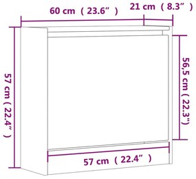 Παπουτσοθήκη Γκρι Sonoma 60x21x57 εκ. από Επεξεργ. Ξύλο - Γκρι