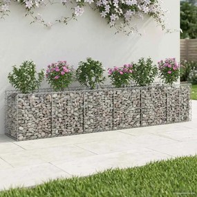 vidaXL Ανασηκωμένο κρεβάτι gabion 2 pcs Ασημί