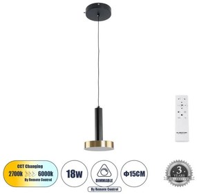 Κρεμαστό Φωτιστικό Design Μαύρο & Χρυσό ZANE 60933 Globostar-60933-Μαύρο-Χρυσό 60933
