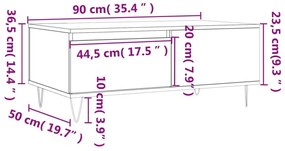 Τραπεζάκι Σαλονιού Καφέ Δρυς 90x50x36,5 εκ. Επεξεργασμ. Ξύλο - Καφέ