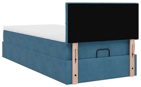 Οθωμανικό κρεβάτι με στρώμα &amp; LEDs Σκούρο μπλε 90x190cm Velvet 3312594