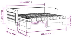 Καναπές Κρεβάτι Συρόμενος Μαύρο 90x200 εκ. Βελούδινος Στρώματα - Μαύρο