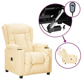 vidaXL Πολυθρόνα Ανακλινόμενη Ηλεκτρική Κρεμ από Συνθετικό Δέρμα