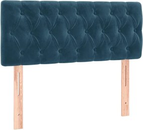 vidaXL Κρεβάτι Boxspring με Στρώμα Σκούρο Μπλε 90x200 εκ. Βελούδινο
