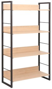 Βιβλιοθήκη Dorfie pakoworld σε φυσική απόχρωση με μαύρο μέταλλο 70x30x124.5εκ