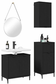 vidaXL Σετ Επίπλων Μπάνιου με συρτάρι 3 pcs Μαύρο 39.5 x 36 x 88 εκ