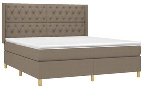 vidaXL Κρεβάτι Boxspring με Στρώμα &amp; LED Taupe 160x200 εκ. Υφασμάτινο
