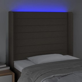 vidaXL Κεφαλάρι Κρεβατιού LED Taupe 103x16x118/128 εκ. Υφασμάτινο