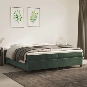 Κρεβάτι Boxspring με Στρώμα Σκούρο Πράσινο 200x200εκ. Βελούδινο