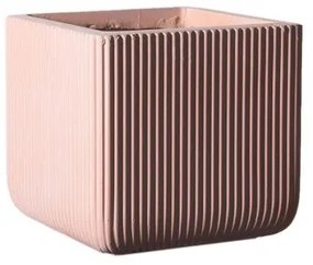 Γλάστρα Πήλινη Τετράγωνη Stripe Σομόν L 37x37x33 εκ. C-3050-8 Supergreens-C-3050-8-Ροζ C-3050-8