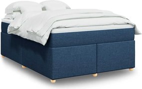 vidaXL Κρεβάτι Boxspring με Στρώμα Μπλε 140x190 εκ. Υφασμάτινο