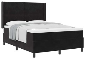 vidaXL Κρεβάτι με ελατήρια με κεφαλάρι Μαύρο 140 x 190 cm Βελούδο