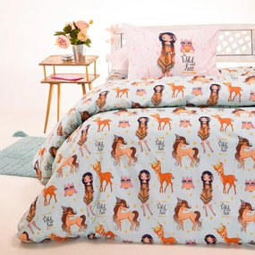 Παπλωματοθήκη Βαμβακερή Μονή 160x245εκ. Indian Girl Light Blue Kids Line Melinen 20003175