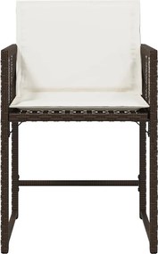 vidaXL Καρέκλες Κήπου 4 τεμ. Καφέ Συνθ. Ρατάν Μαξιλάρια