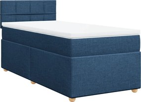 vidaXL Κρεβάτι Boxspring με Στρώμα Μπλε 90x200 εκ.Υφασμάτινο