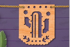 Σετ των 2 Intra απο ξύλο plywood 3mm-4mm πάχος - Cinco De Mayo Banner Laser Cut Δίασταση 30x20 cm INTRAFABR-118735192