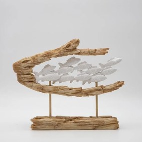 Διακοσμητικό Γλυπτό Κοπάδι Ψαριών 819-00786 29x6x23,5cm Natural-White Estheti Home Πολυρεσίνη