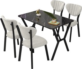 Extendable Dining Table &amp; Chairs Set (5 Pieces) Elma - Cream, Black Cream
Black
