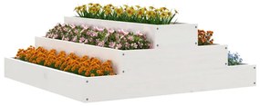vidaXL Ζαρντινιέρα Λευκή 80 x 80 x 27 εκ. από Μασίφ Ξύλο Πεύκου