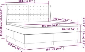 vidaXL Κρεβάτι Boxspring με Στρώμα Κρεμ 180x200 εκ. Υφασμάτινο