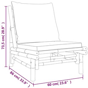 vidaXL Καρέκλες Κήπου 2 τεμ. από Μπαμπού με Σκούρα Γκρι Μαξιλάρια