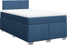 vidaXL Κρεβάτι Boxspring με Στρώμα Μπλε 120x190 εκ. Υφασμάτινο