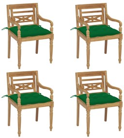 Καρέκλες Batavia 4 τεμάχια από Μασίφ Ξύλο Teak με Μαξιλάρια