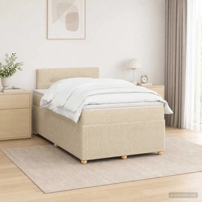 vidaXL Κρεβάτι box spring με στρώμα Κρεμ 120 x 190 cm Ύφασμα