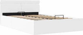 vidaXL Πλαίσιο Κρεβατιού με Αποθ. Χώρο/LED Λευκό 120x200 εκ. Δερματίνη