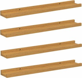 vidaXL Ράφι Τοίχου με ράφι 4 pcs Μπεζ 60 x 9 x 3 cm Επεξεργασμένο ξύλο