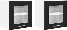 vidaXL Κρεμαστό ντουλάπι 2 pcs Μαύρη Οξυά Επεξεργασμένο Ξύλο