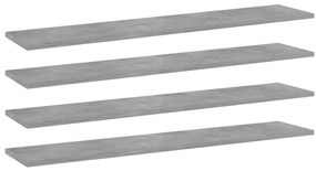 vidaXL Ράφια Βιβλιοθήκης 4 τεμ Γκρι Σκυροδ. 100x20x1,5 εκ. Επεξ. Ξύλο
