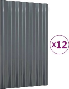 vidaXL Πάνελ Οροφής 12 τεμ. Ανθρακί 60x36 εκ. Γαλβανισμένος χάλυβας