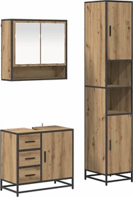 vidaXL Σετ Επίπλων Μπάνιου 3 pcs Artisan Oak Επεξεργασμένο ξύλο