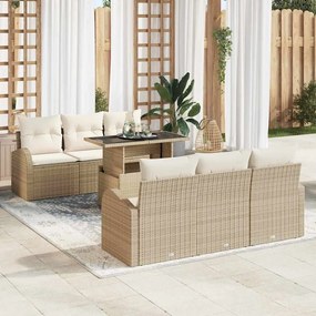 vidaXL Σετ Καναπέ Κήπου 7 pcs Μπεζ 100 x 55 x 73 εκ Πολυ ράταν