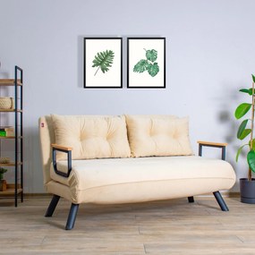 Διθέσιος Καναπές Κρεβάτι Κρέμ SANDO 78x133x78