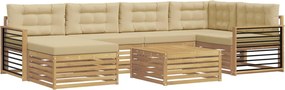 vidaXL Σειρά Καναπέ Εξωτερικού με μαξιλάρι 7 pcs Λευκό και Μπεζ